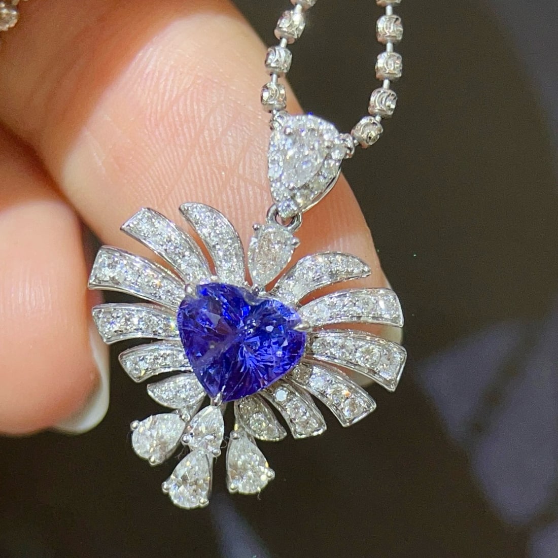 14k Gold 3.04 Ctw Natural Sapphire & Diamond Pendant( Without Chain ) - 4