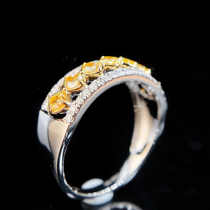 14k Gold 1.15 Ctw Natural Yellow Diamond & Diamond Ring - 2