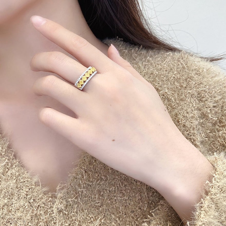 14k Gold 1.15 Ctw Natural Yellow Diamond & Diamond Ring - 3