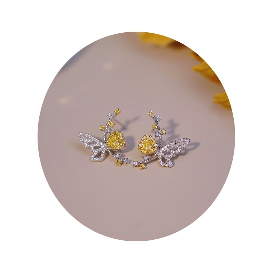 14k Gold 0.4 Ct Natural Color Diamond Earrings - 2