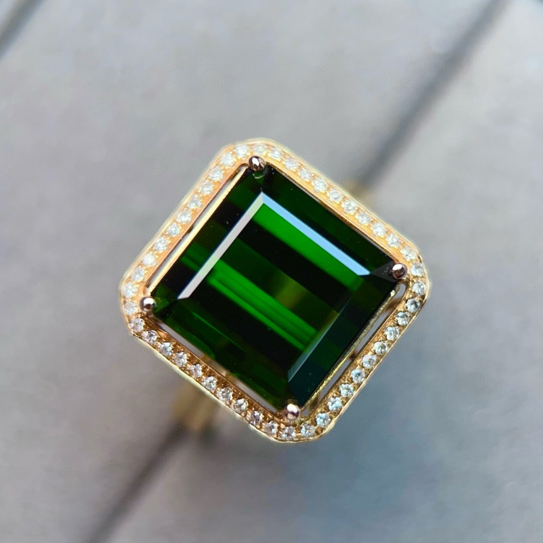 14k Gold 8.09 Ctw Natural Tourmaline & Diamond Ring - 2