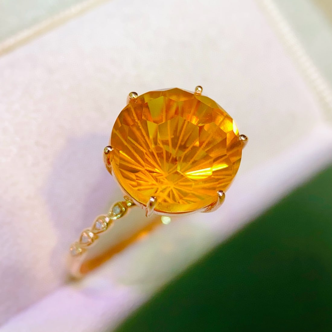 14k Gold 7.12 Ctw Natural Citrine & Diamond Ring - 3