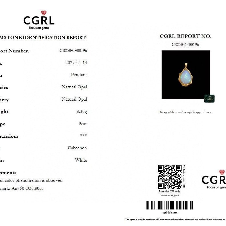 14k Gold 20.80 Ct Natural Opal Pendant( Without Chain ) - 8