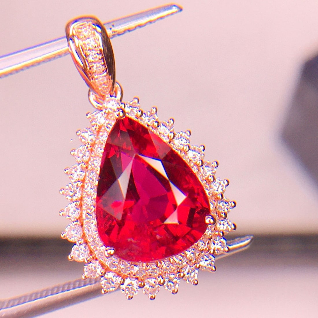 14k Gold 3.66 Ct Natural Tourmaline & Diamond Pendant( Without Chain ) - 4
