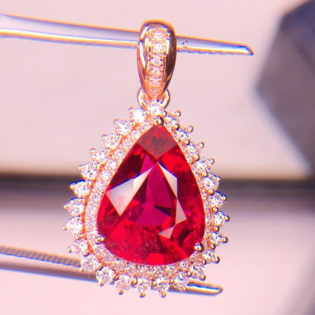 14k Gold 3.66 Ct Natural Tourmaline & Diamond Pendant( Without Chain ) - 5