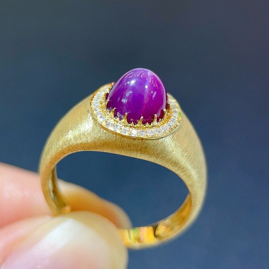 14k Gold 3.28 Ctw Natural Star Sapphire & Diamond Ring - 4