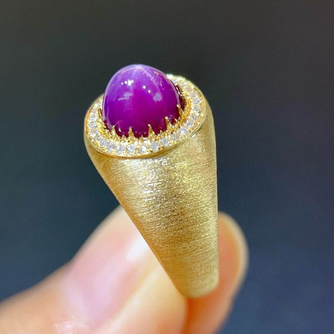 14k Gold 3.28 Ctw Natural Star Sapphire & Diamond Ring - 5