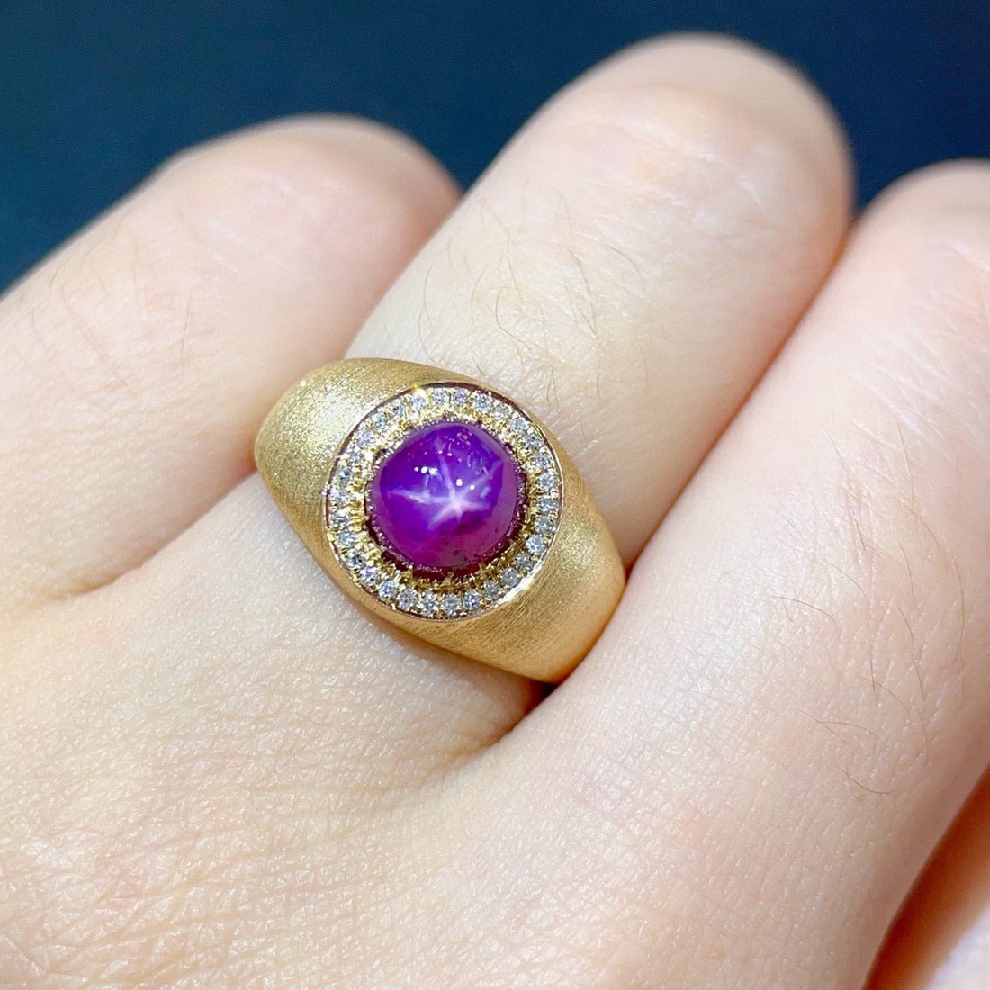 14k Gold 3.28 Ctw Natural Star Sapphire & Diamond Ring - 6