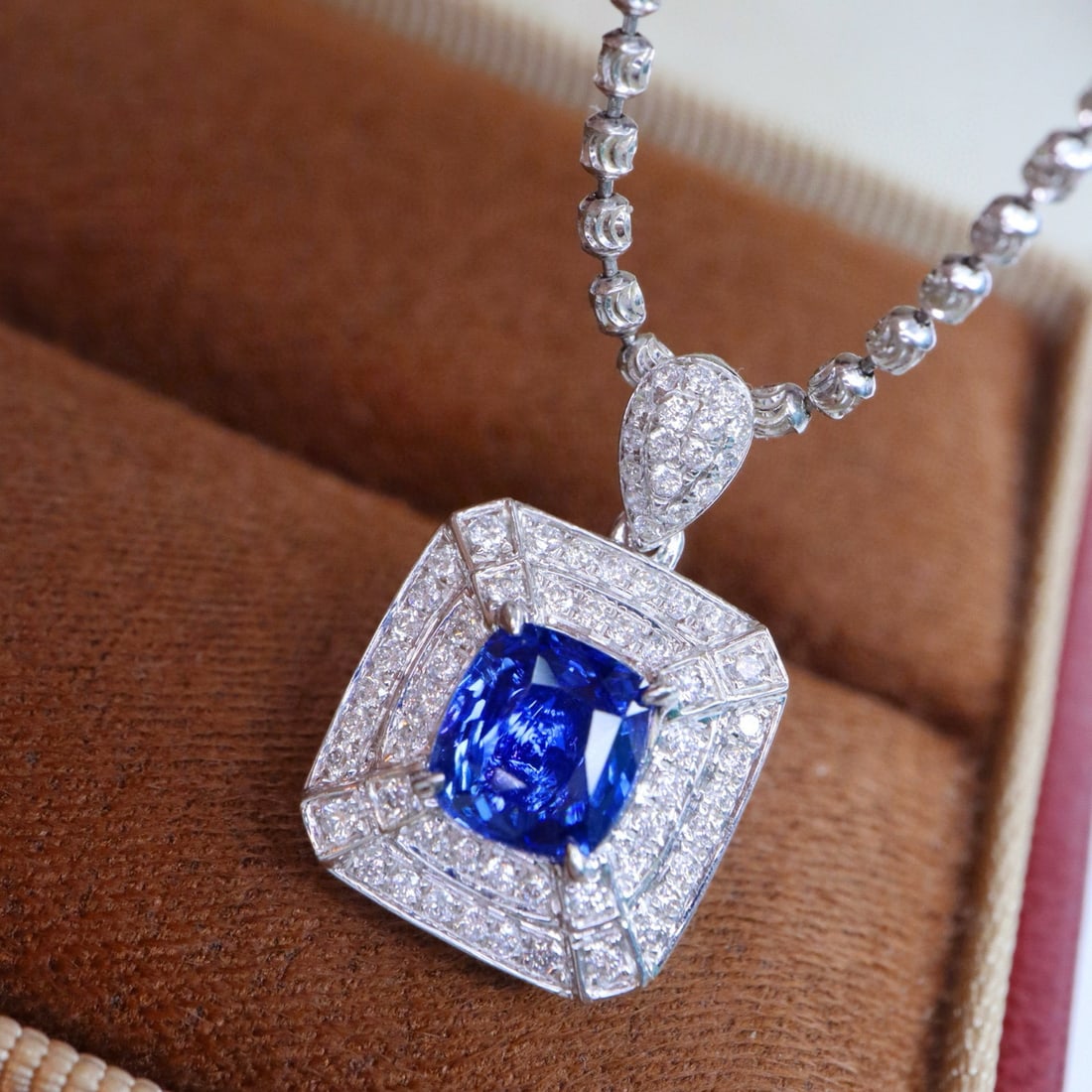 14k Gold 1.31 Ctw Natural Sapphire & Diamond Pendant( Without Chain ) - 6