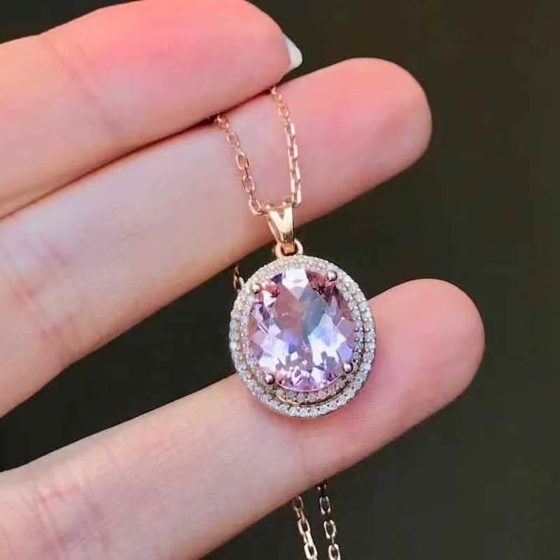 14k Gold 3.65 Ct Natural Morganite & Diamond Pendant( Without Chain ): Ref:231069191 // gold content:14k gold // main gemstone:morganite // shape:oval // carat weight:3. 65ct // color:pink // treatment:natural // // adjacent gemstone 2 : diamond // shape:round //