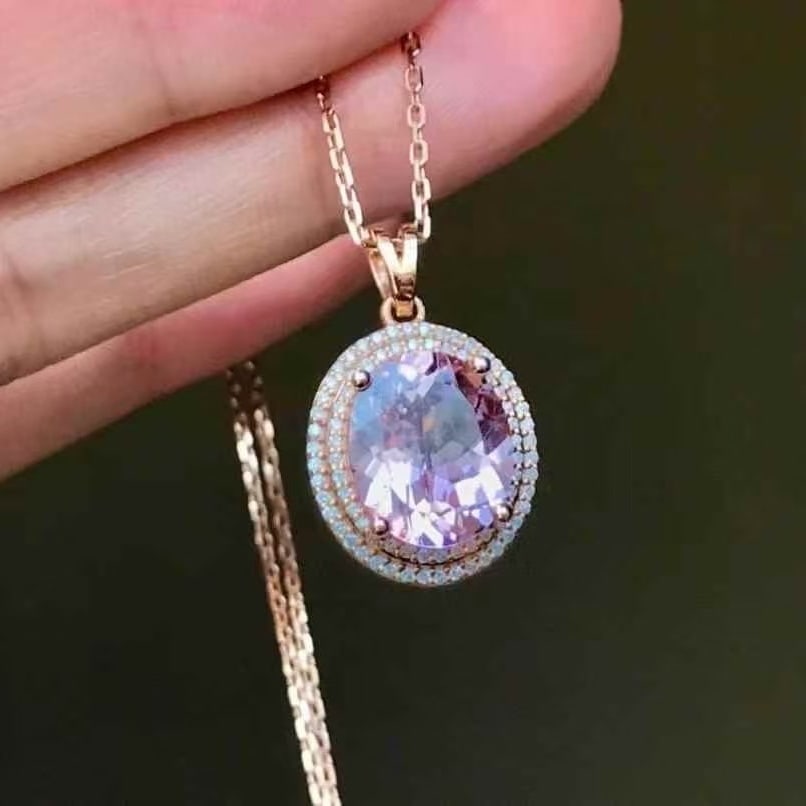 14k Gold 3.65 Ct Natural Morganite & Diamond Pendant( Without Chain ) - 3