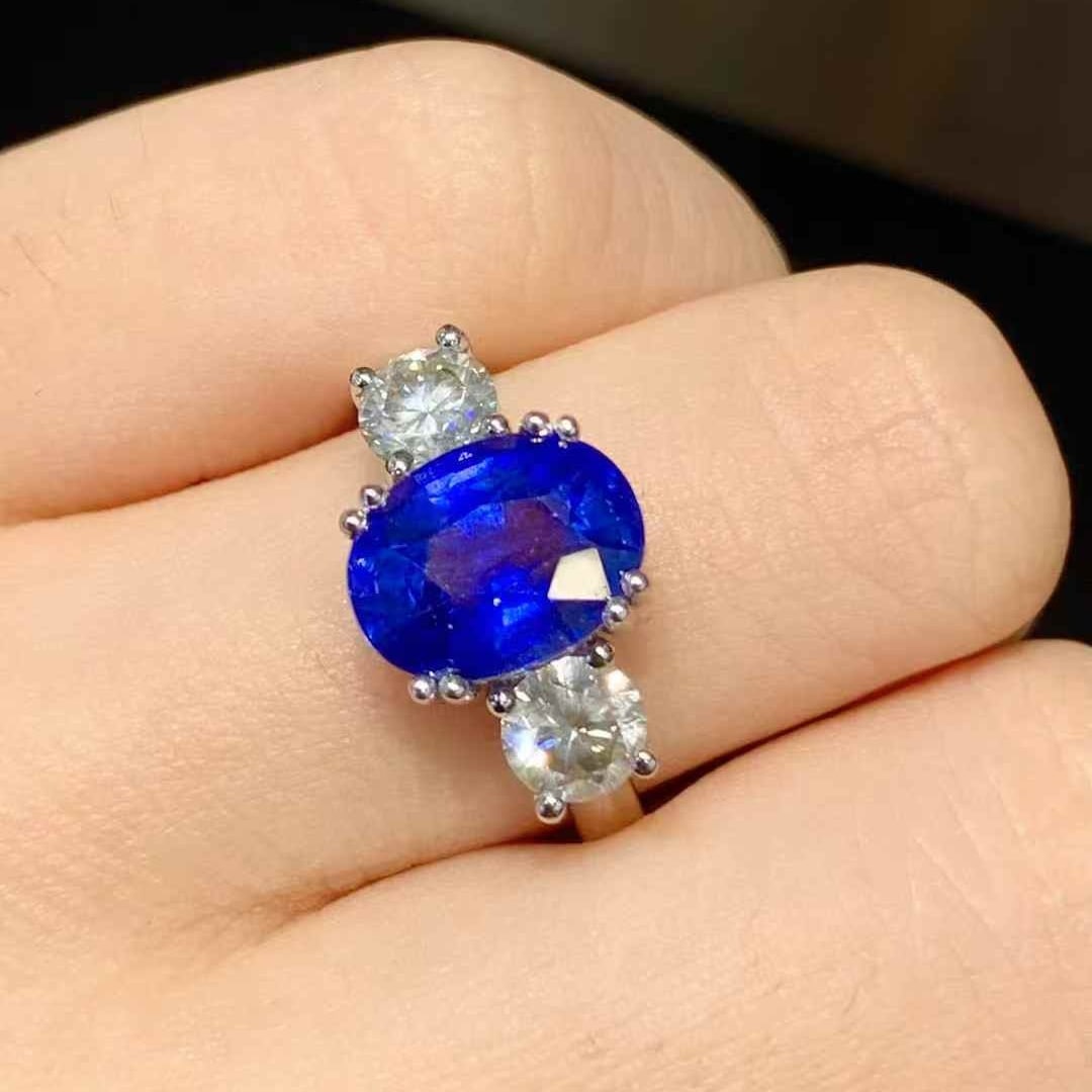 14k Gold 5.05 Ctw Natural Sapphire & Diamond Ring - 2