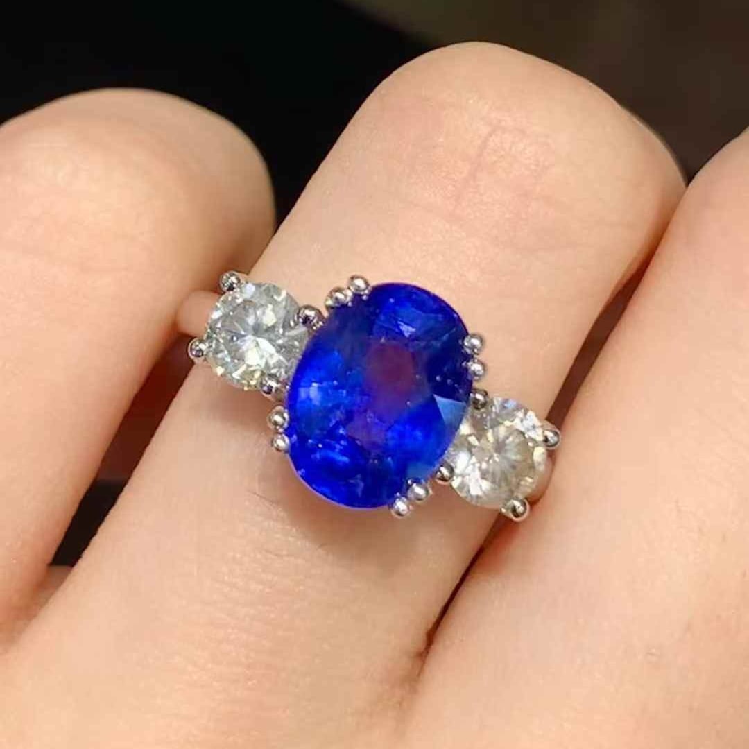 14k Gold 5.05 Ctw Natural Sapphire & Diamond Ring - 3