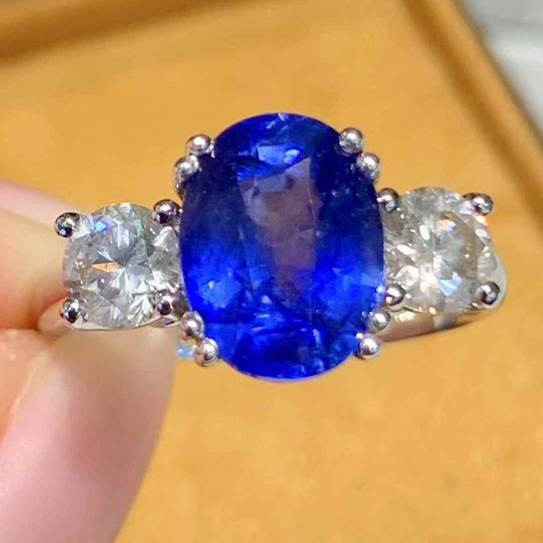 14k Gold 5.05 Ctw Natural Sapphire & Diamond Ring - 4