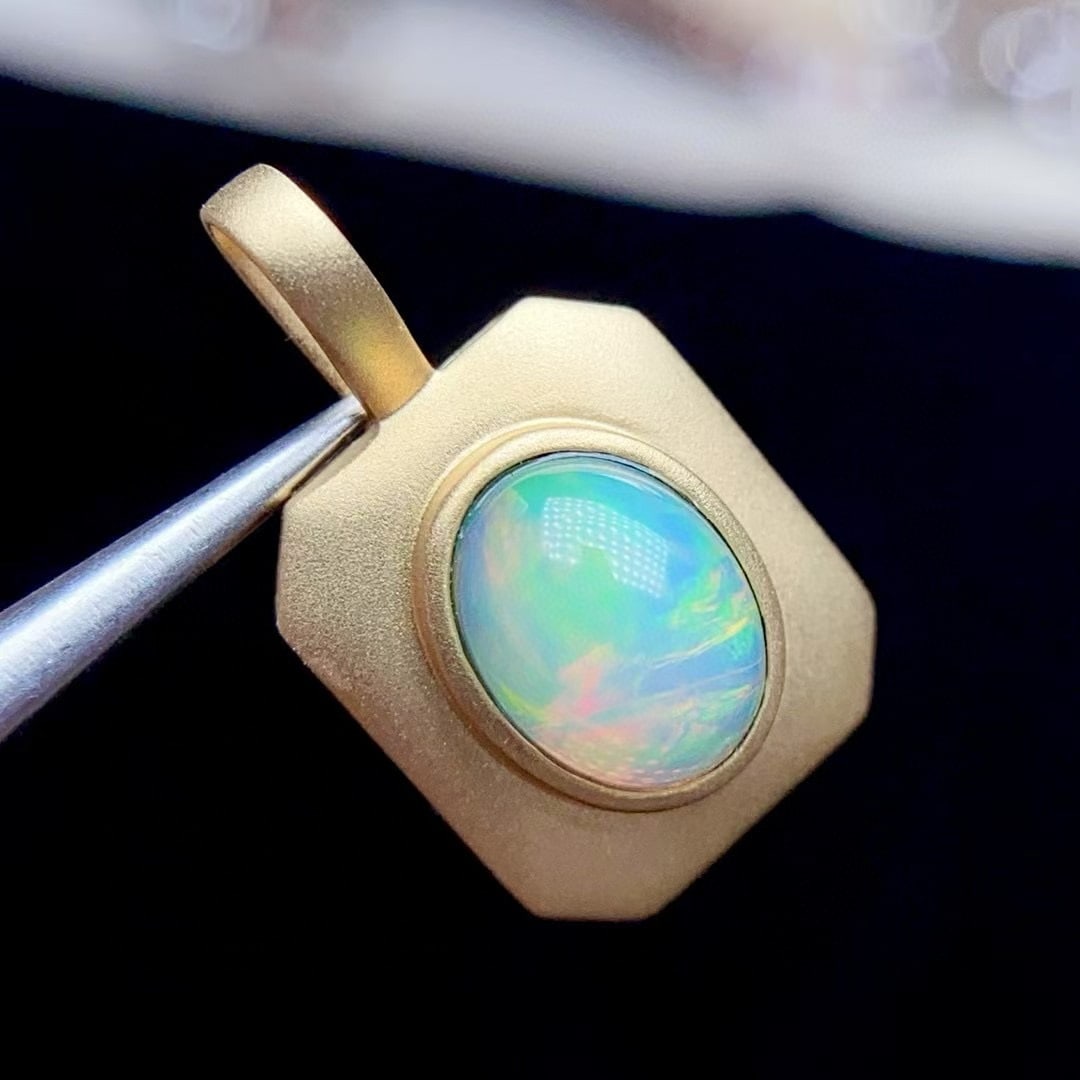 14k Gold 1.21 Ct Natural Opal Pendant( Without Chain ) - 3