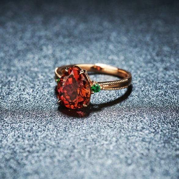 14k Gold 3.52 Ct Natural Tourmaline & Tsavorite Ring - 3