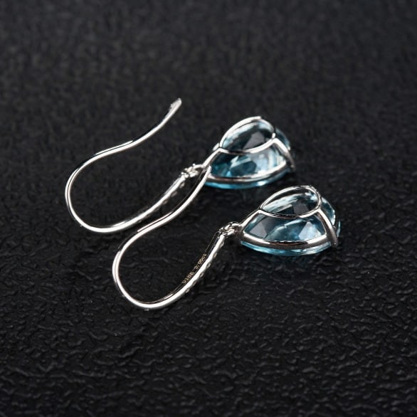 14k Gold 3.06 Ct Natural Aquamarine & Diamond Earrings - 7