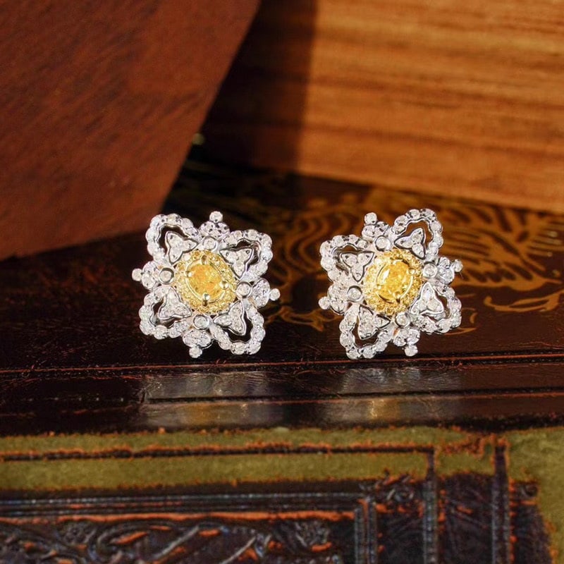 14k Gold 0.7 Ct Natural Color Diamond Earrings - 4