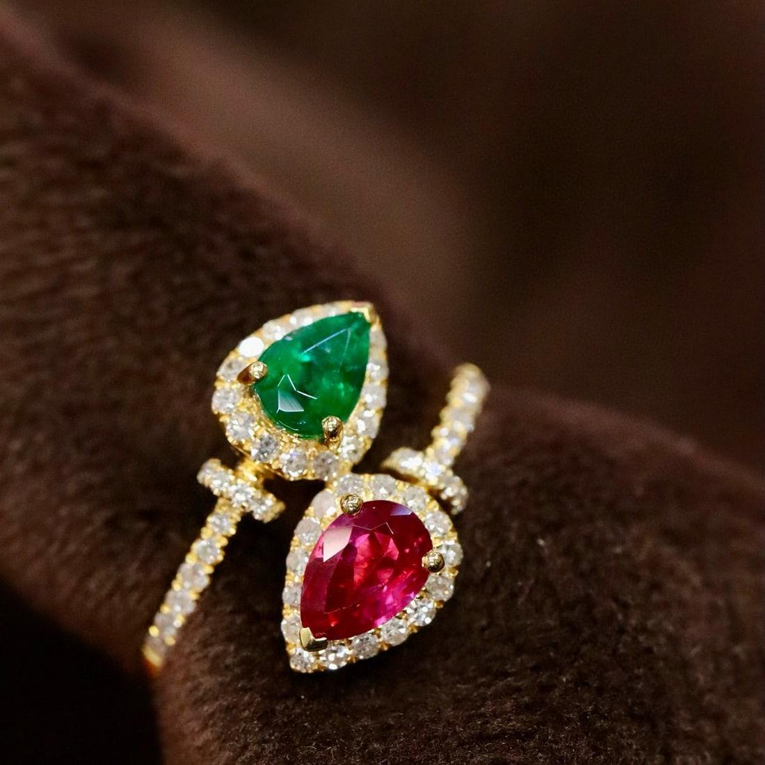 14k Gold 1.03 Ctw Natural Ruby & Emerald & Toi Et Moi Ring - 3