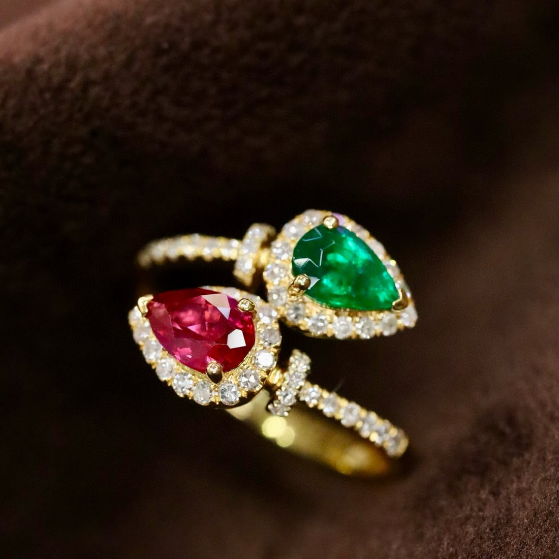 14k Gold 1.03 Ctw Natural Ruby & Emerald & Toi Et Moi Ring - 6