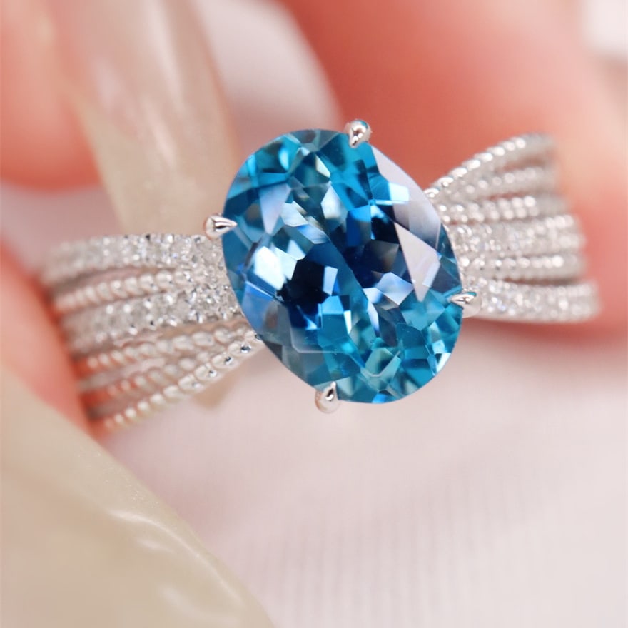 14k Gold 1.28 Ctw Natural Aquamarine & Diamond Ring - 2