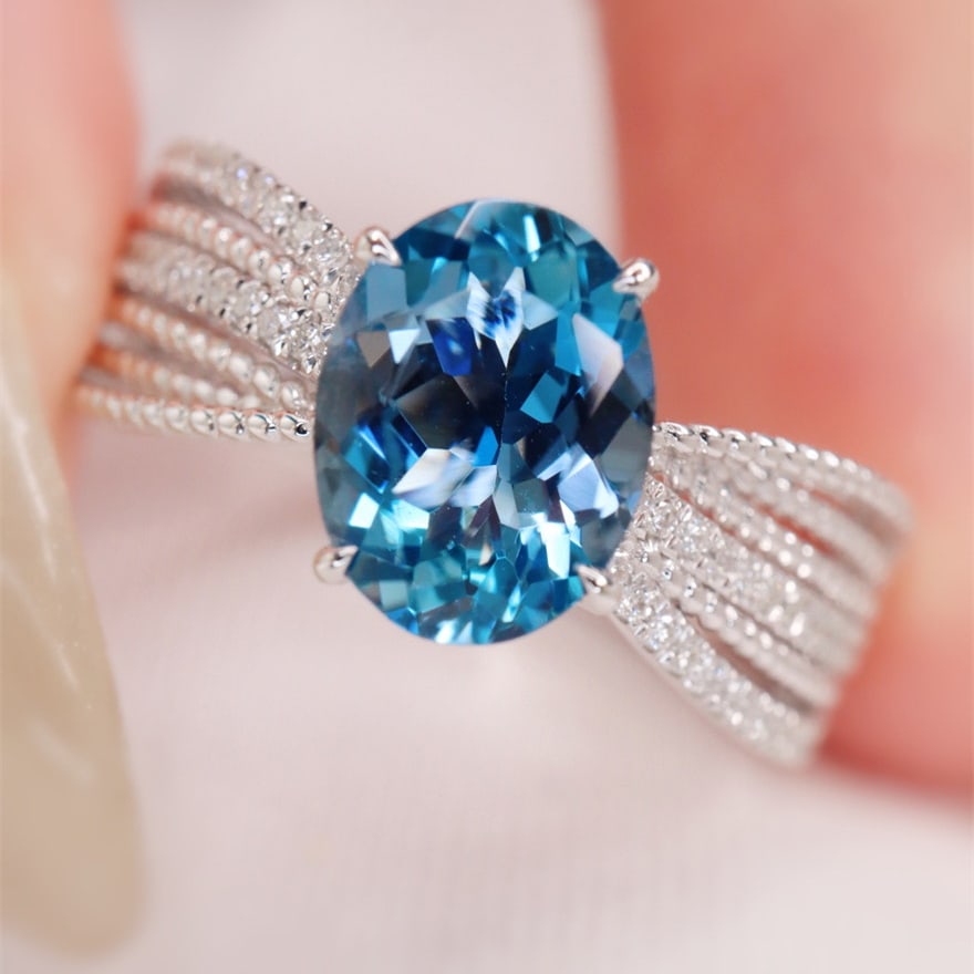 14k Gold 1.28 Ctw Natural Aquamarine & Diamond Ring - 3