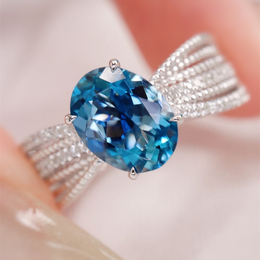 14k Gold 1.28 Ctw Natural Aquamarine & Diamond Ring - 4