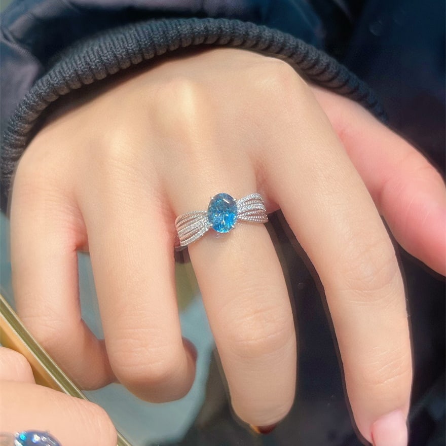 14k Gold 1.28 Ctw Natural Aquamarine & Diamond Ring - 5