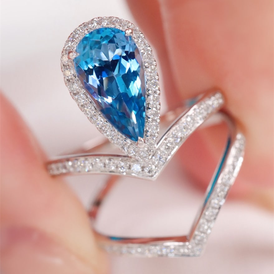 14k Gold 1.38 Ctw Natural Aquamarine & Diamond Ring - 3