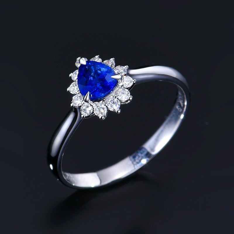 14k Gold 0.85 Ctw Natural Sapphire & Diamond Ring - 4