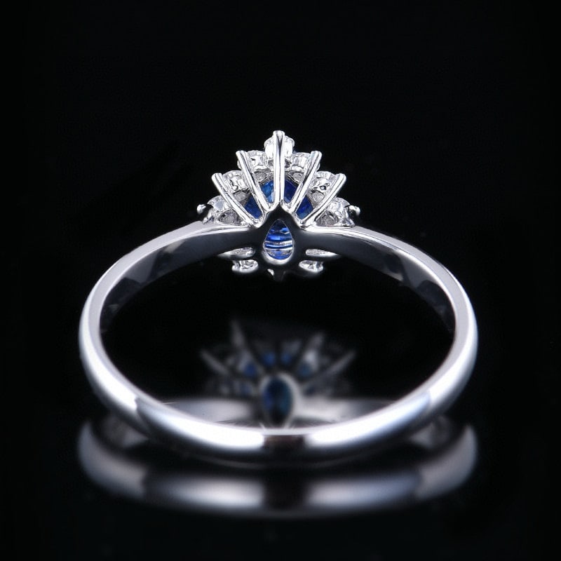 14k Gold 0.85 Ctw Natural Sapphire & Diamond Ring - 5