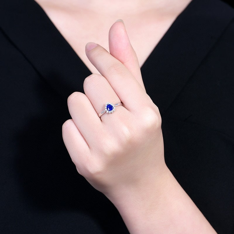 14k Gold 0.85 Ctw Natural Sapphire & Diamond Ring - 6