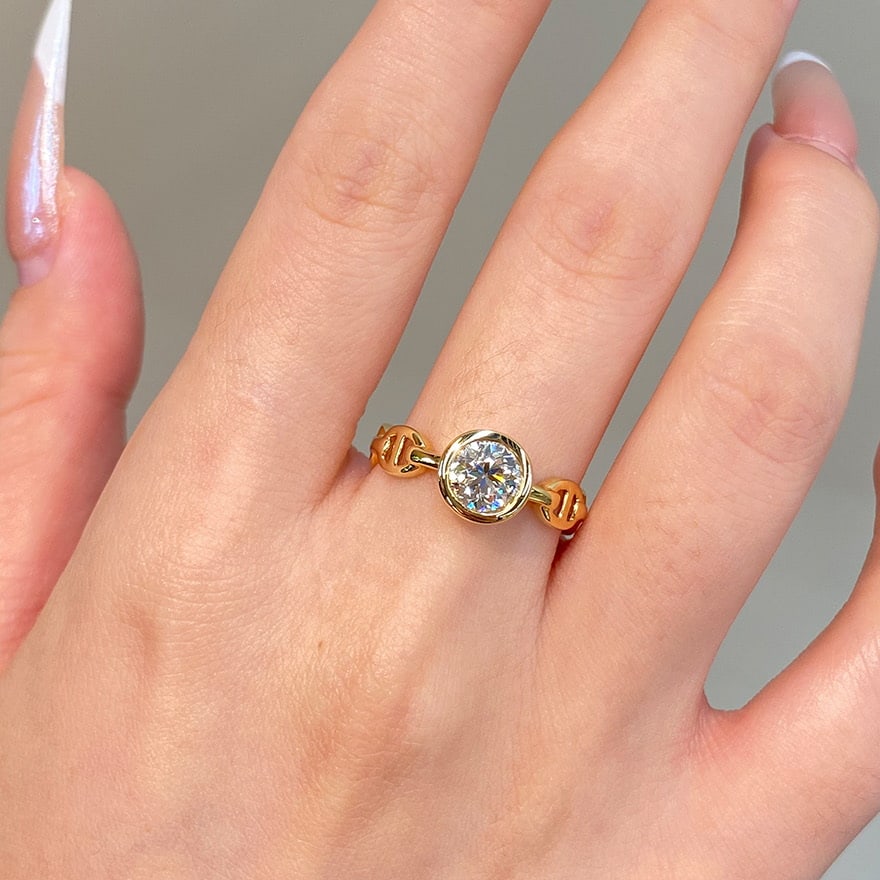 14k Gold 1 Ct Natural H Diamond Ring - 6