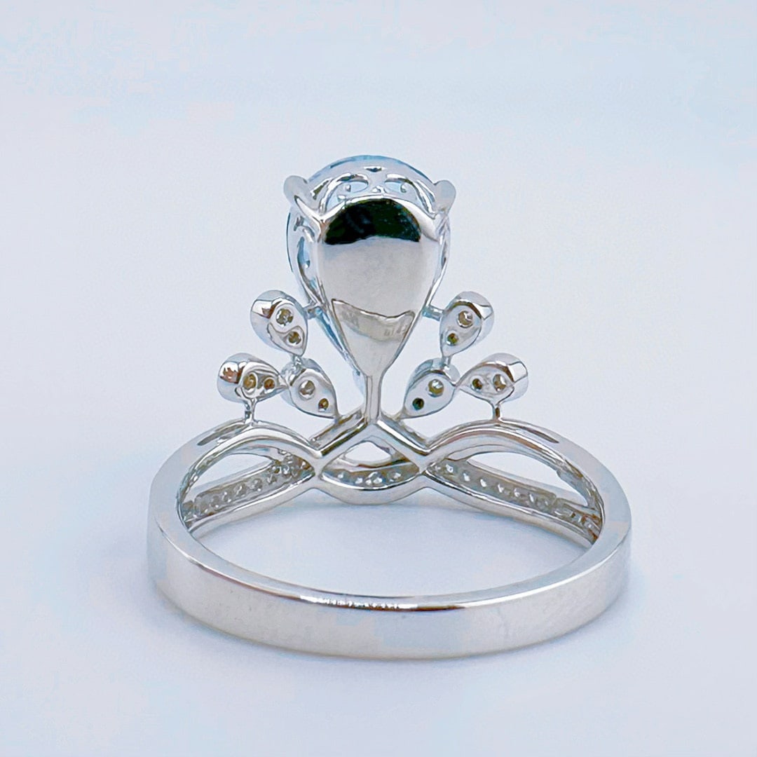 14k Gold 2.89 Ctw Natural Aquamarine & Diamond Ring - 4