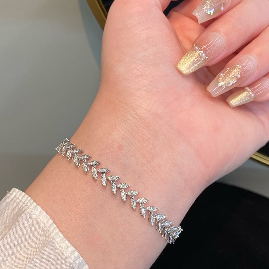 14k Gold 0.75 Ct Natural H Diamond Bracelet - 8