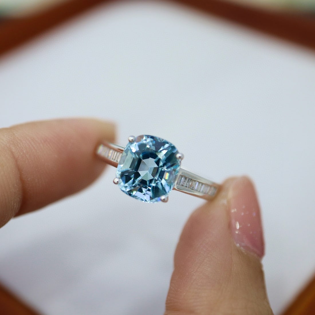 14k Gold 2.76 Ctw Natural Aquamarine & Diamond Ring - 6