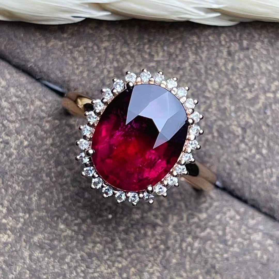14k Gold 4.15 Ct Natural Tourmaline & Diamond Ring - 3
