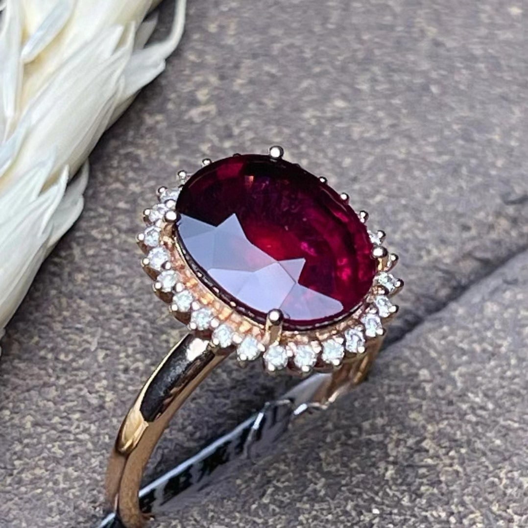 14k Gold 4.15 Ct Natural Tourmaline & Diamond Ring - 4