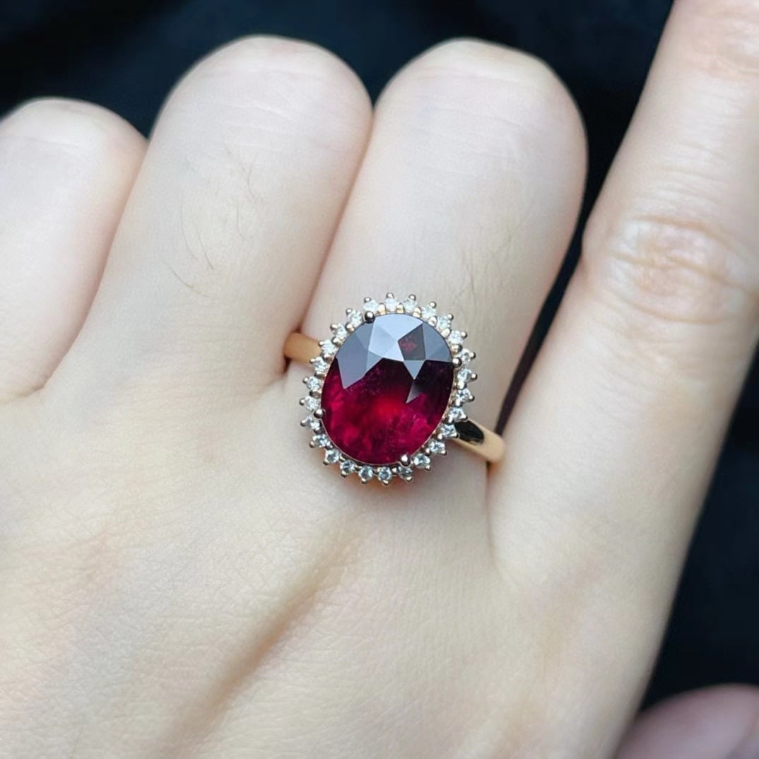 14k Gold 4.15 Ct Natural Tourmaline & Diamond Ring - 6