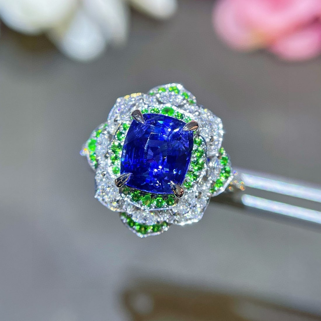 14k Gold 3.11 Ctw Natural Sapphire & Diamond Ring - 2
