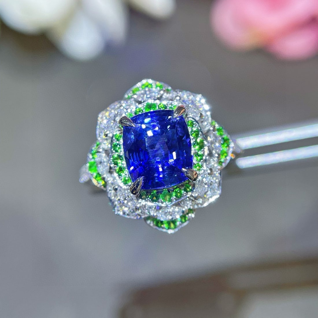 14k Gold 3.11 Ctw Natural Sapphire & Diamond Ring - 3