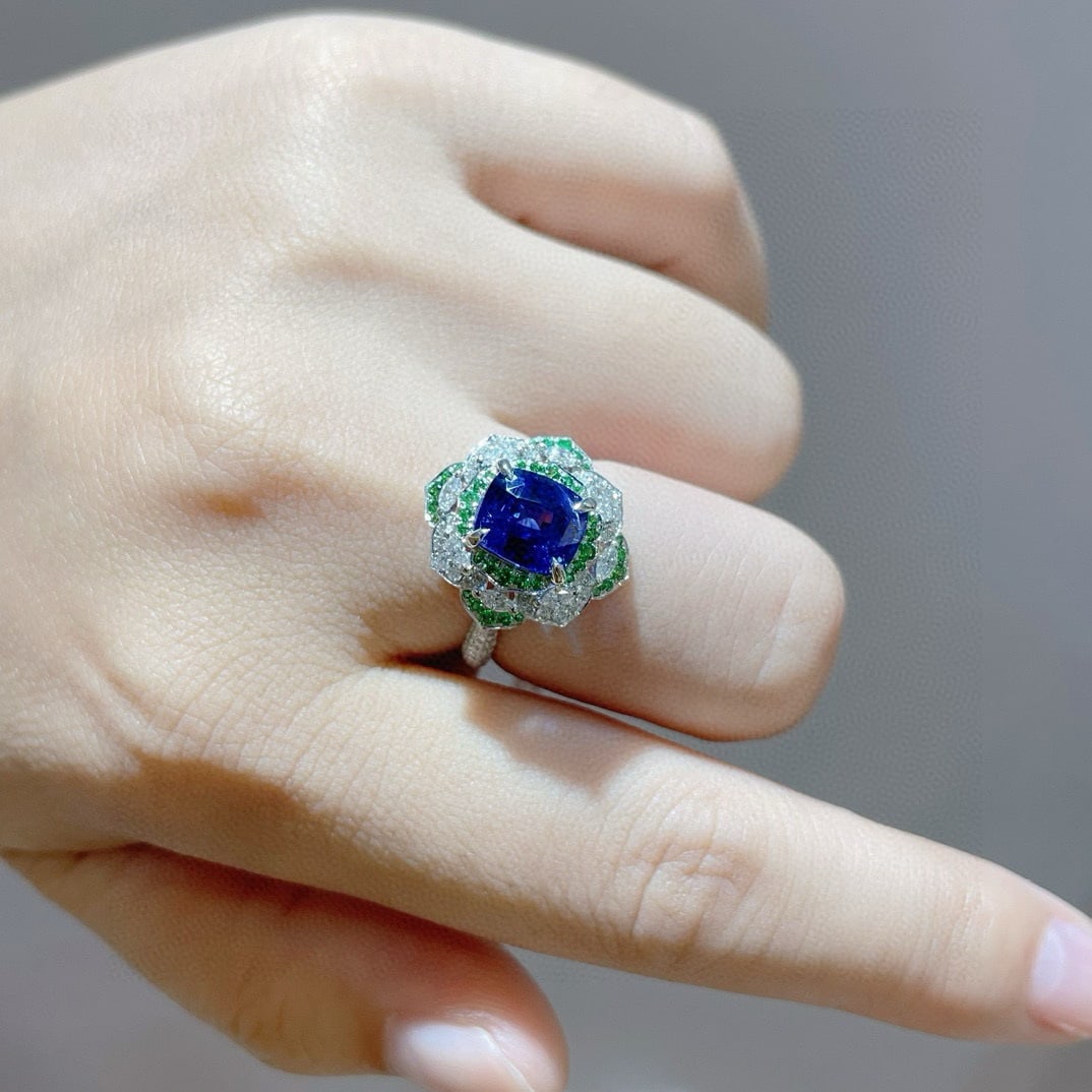 14k Gold 3.11 Ctw Natural Sapphire & Diamond Ring - 6
