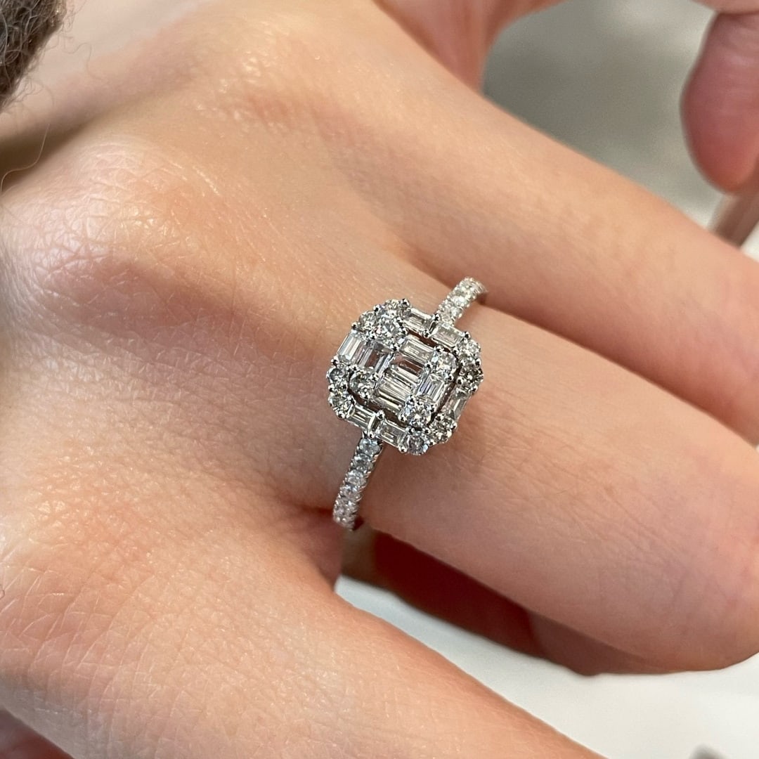 14k Gold 0.50 Ct Natural H Diamond Ring - 4