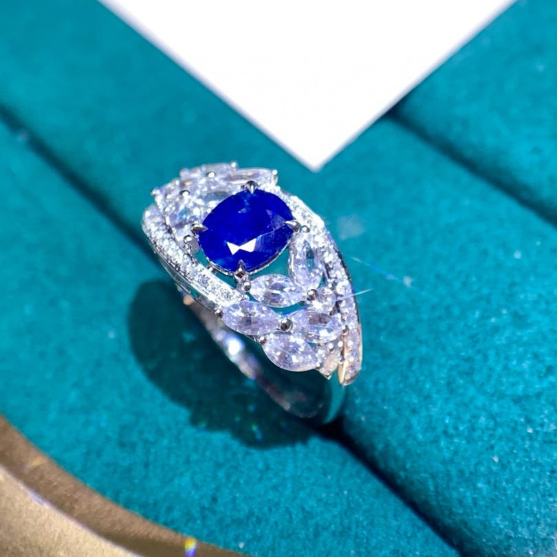 14k Gold 1.10 Ctw Natural Sapphire & Diamond Ring - 3
