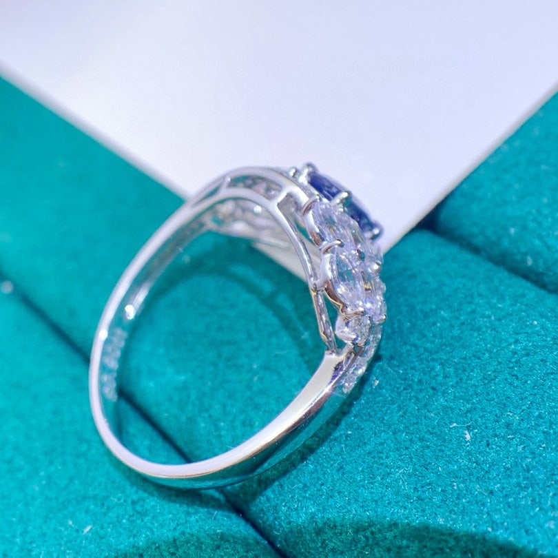 14k Gold 1.10 Ctw Natural Sapphire & Diamond Ring - 4