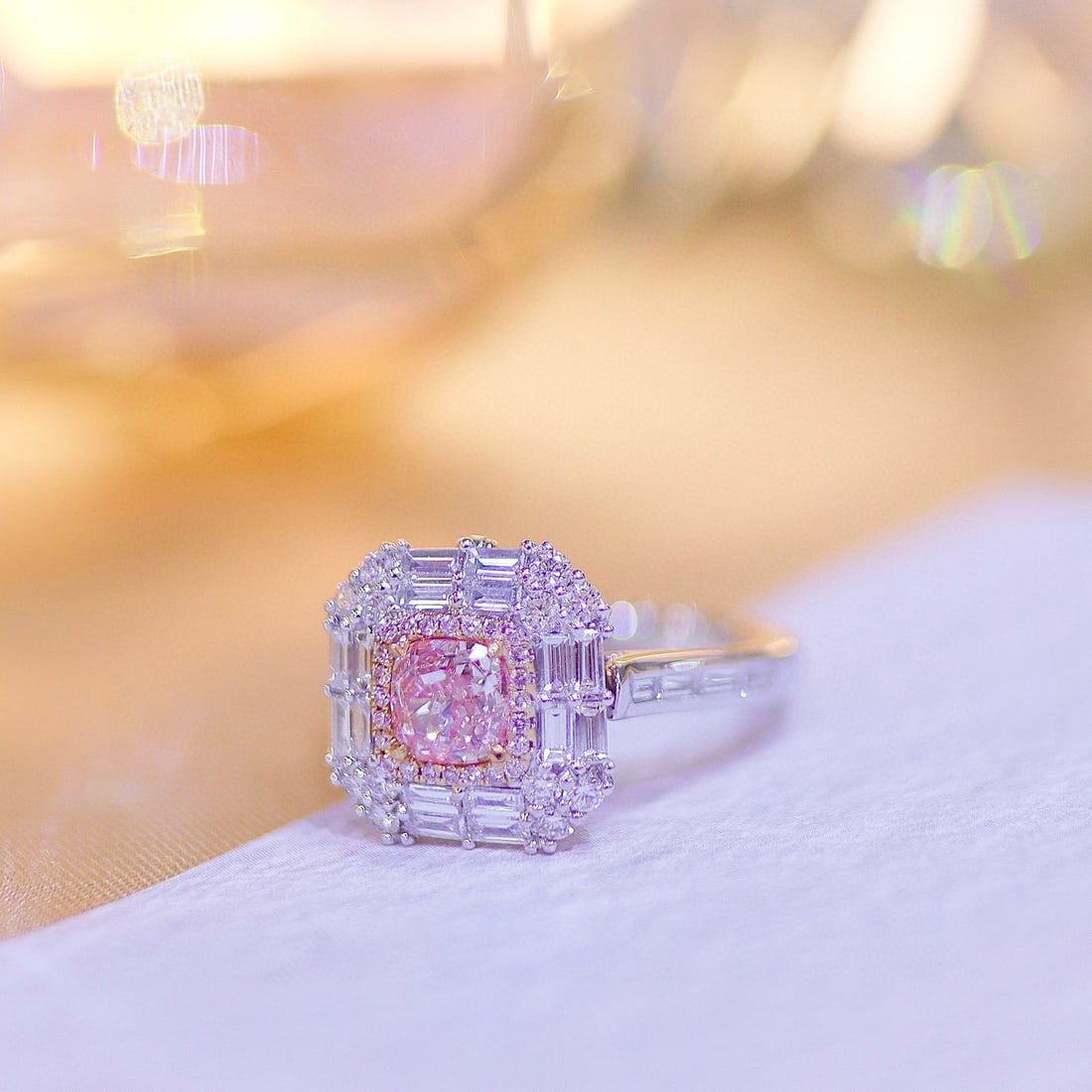 Gia Certified 14k Gold 1.70 Ctw Natural Pink Diamond & Diamond Ring/pendant( Without Chain ) - 2