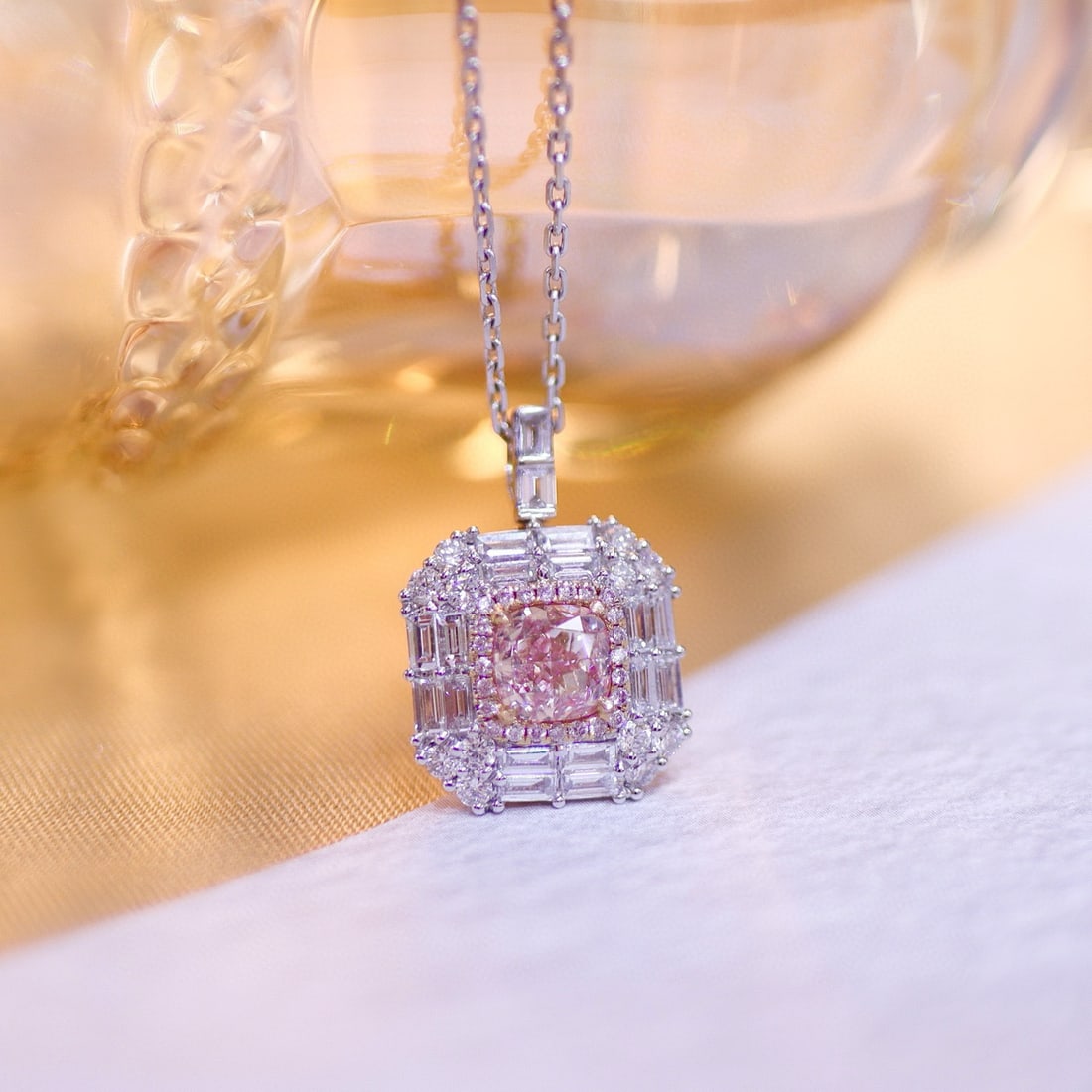 Gia Certified 14k Gold 1.70 Ctw Natural Pink Diamond & Diamond Ring/pendant( Without Chain ) - 4