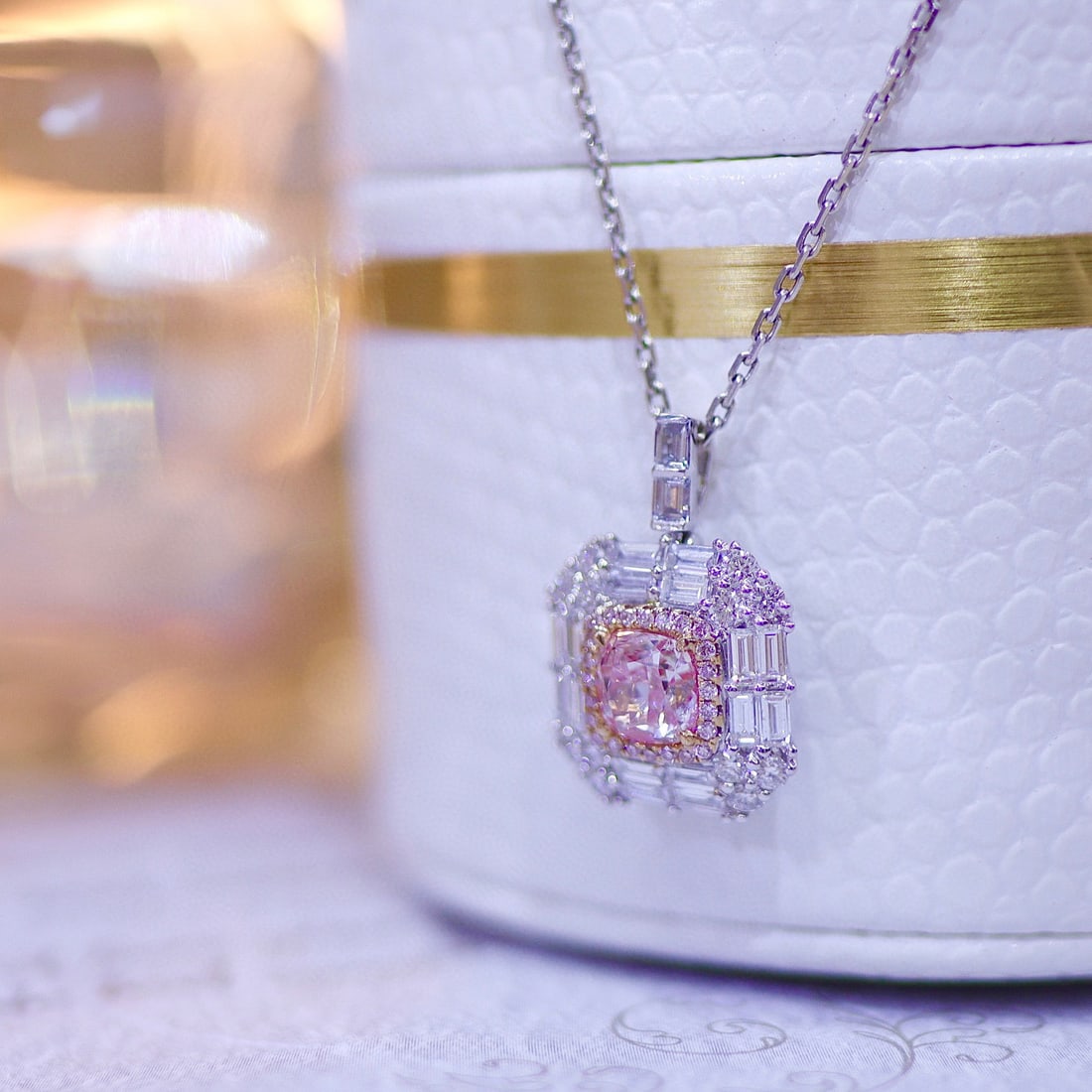 Gia Certified 14k Gold 1.70 Ctw Natural Pink Diamond & Diamond Ring/pendant( Without Chain ) - 5