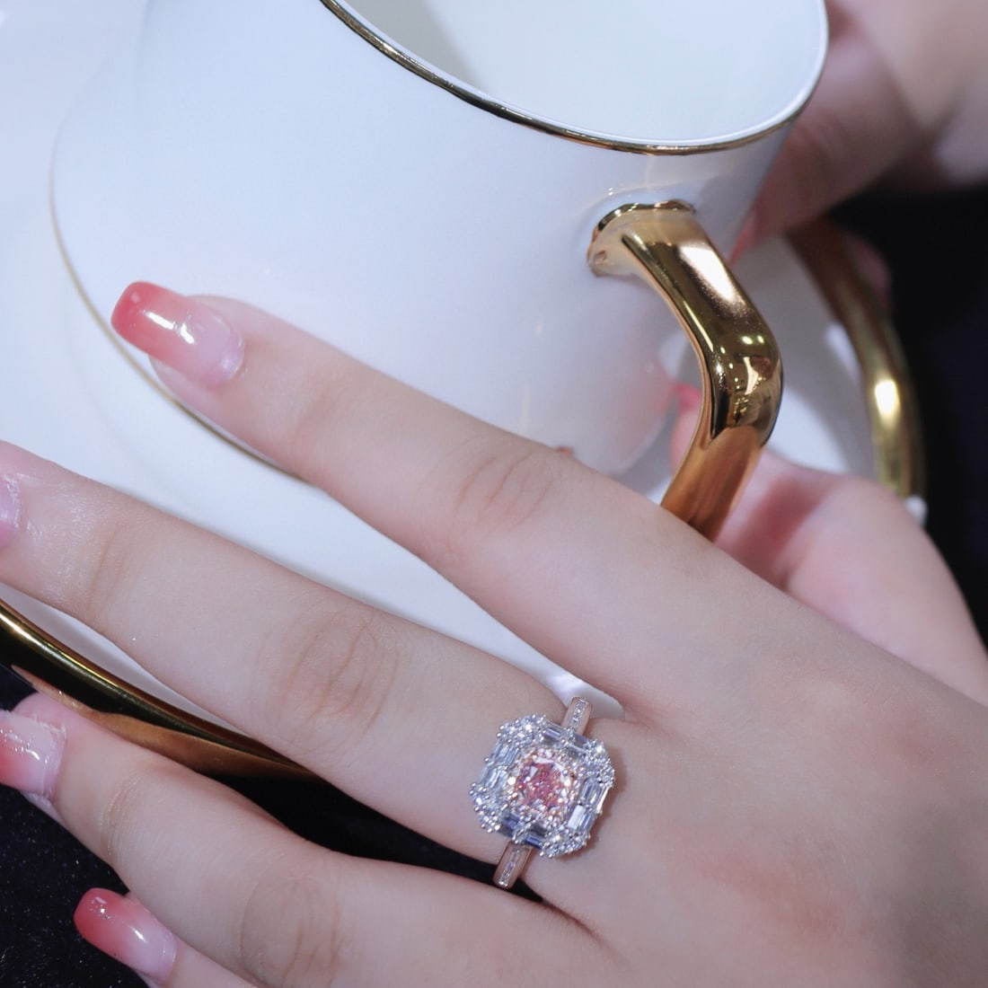 Gia Certified 14k Gold 1.70 Ctw Natural Pink Diamond & Diamond Ring/pendant( Without Chain ) - 6