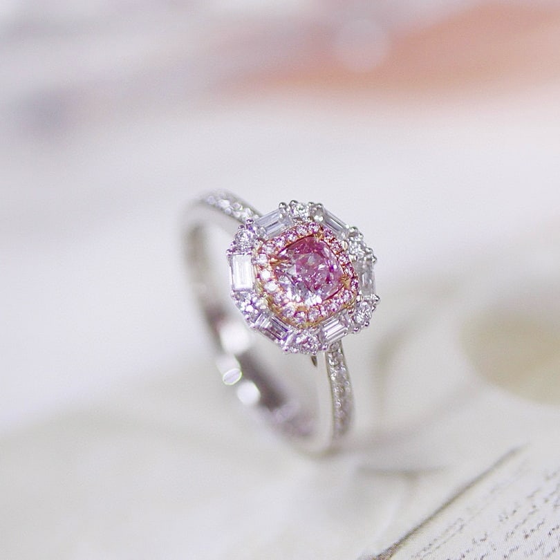 Gia Certified 14k Gold 0.95 Ctw Natural Pink Diamond & Diamond Ring - 2